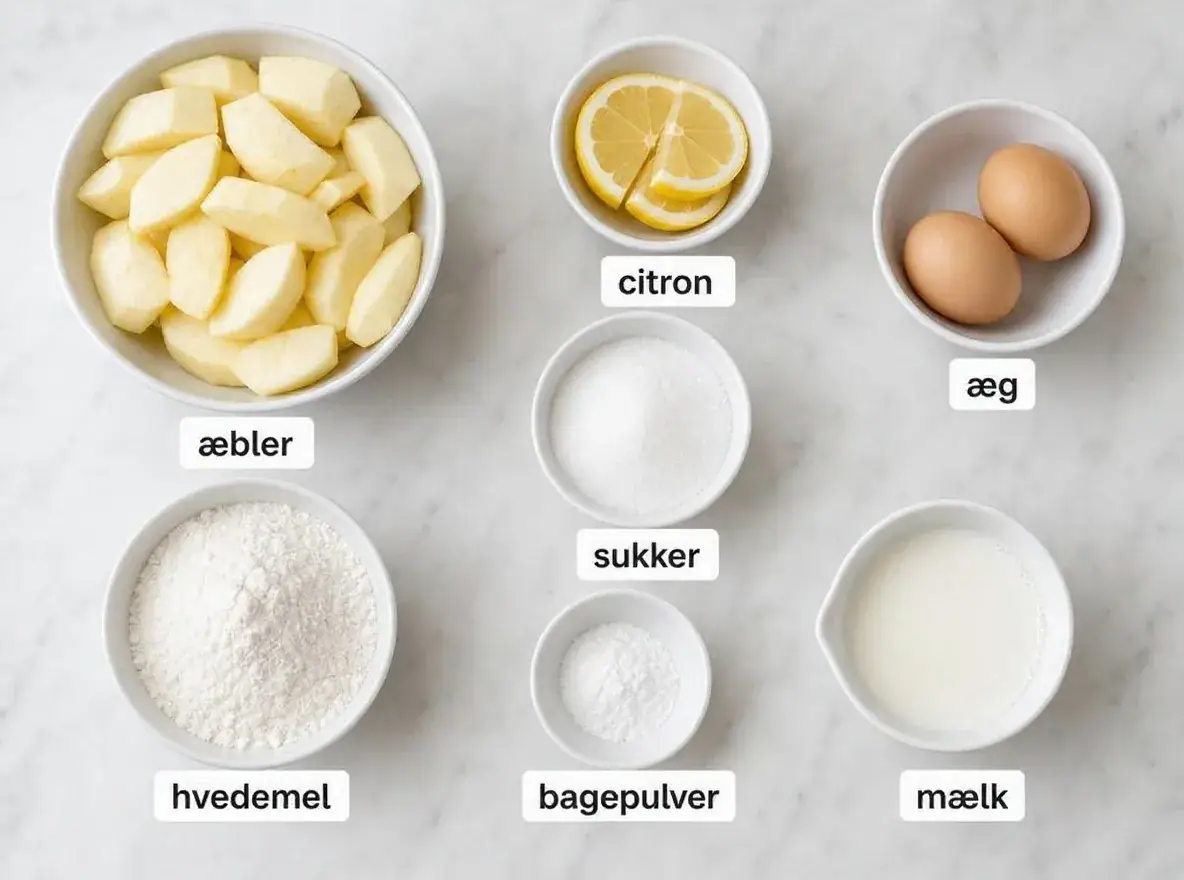 Ingredienser til Æblekage uden smør