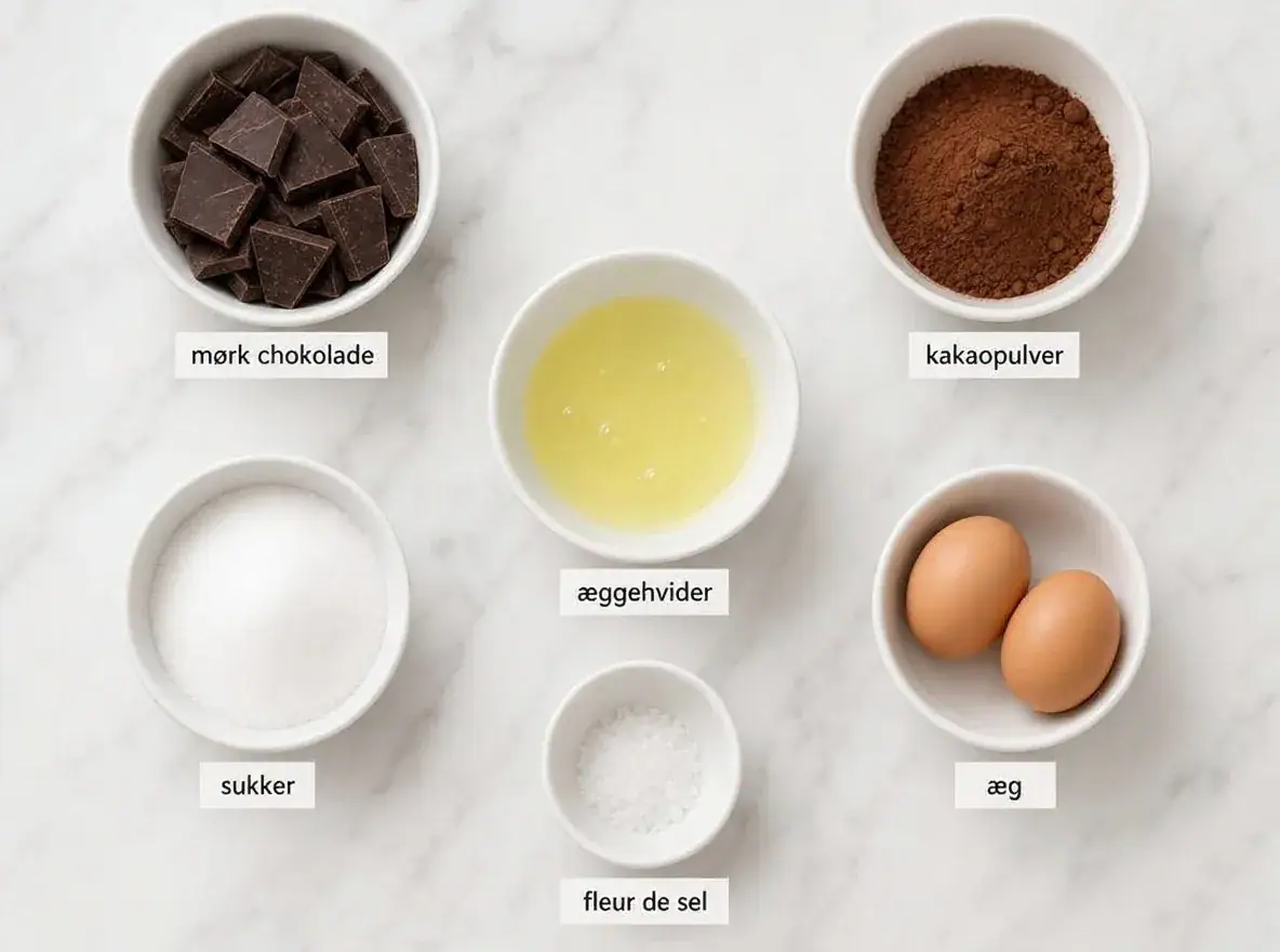Ingredienser til Chokolademousse uden fløde