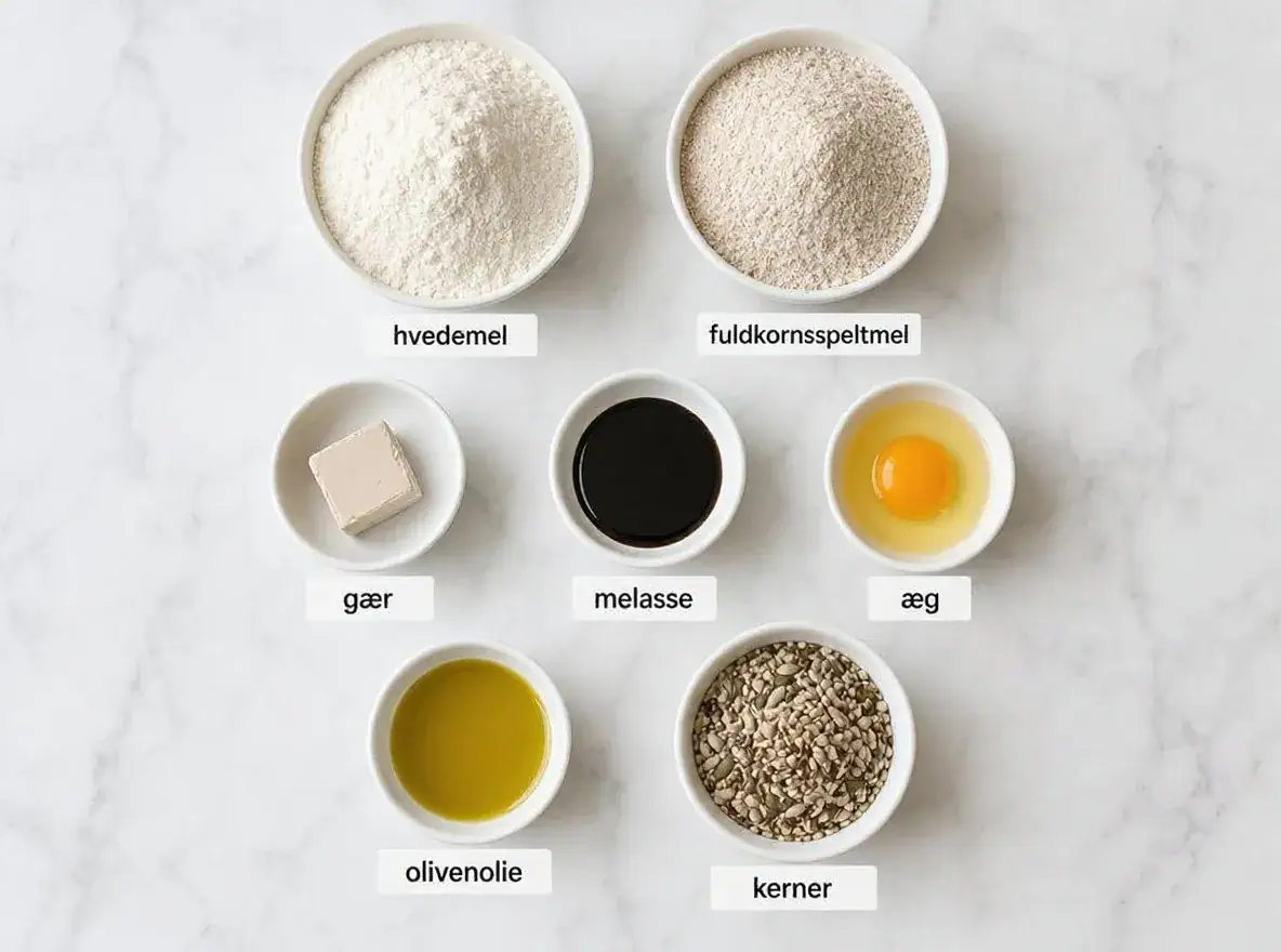 Ingredienser til Grovboller med kerner