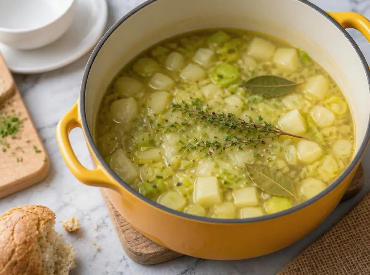 Kartoffel porre suppe uden fløde – trin 3