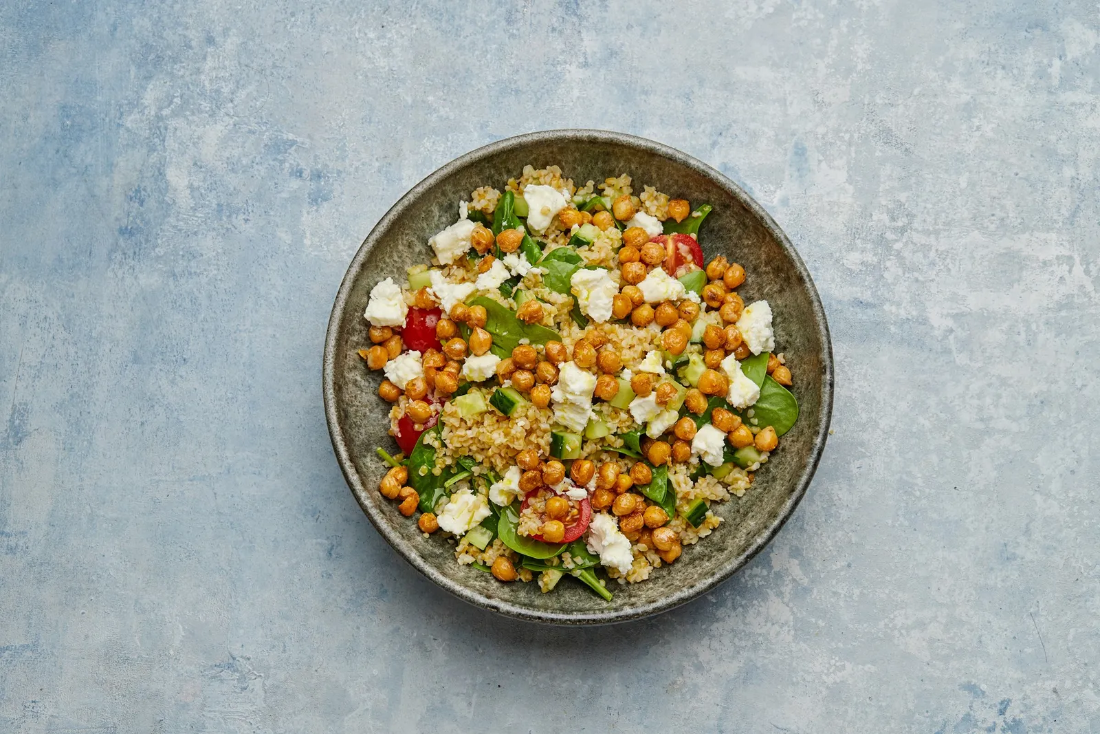 Bulgur og sprøde kikærter med feta og za'atar