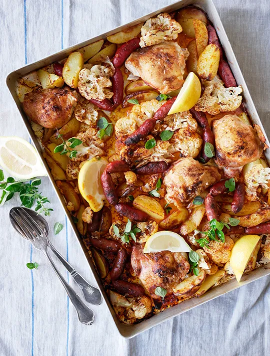 Kylling med chorizo, blomkål og kartofler