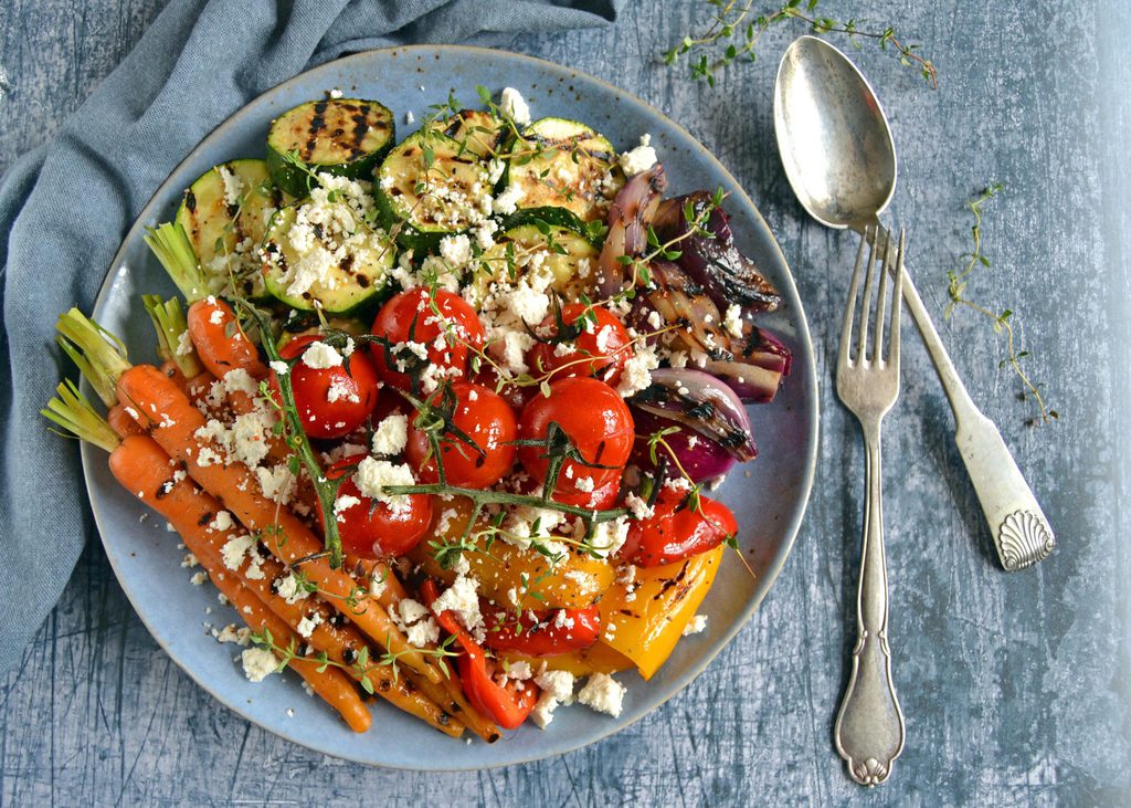Grillede grøntsager med feta