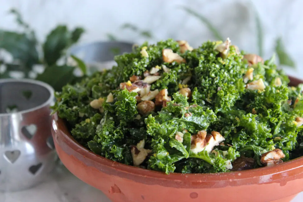 Grønkålssalat med parmesan og basilikum-gremolata